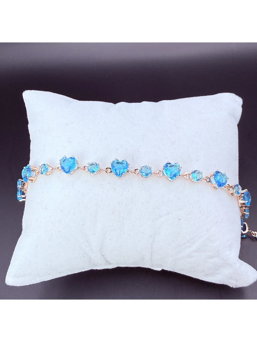 candy+clover aqua and clear heart crystal candy dopamine rose gold bracelet